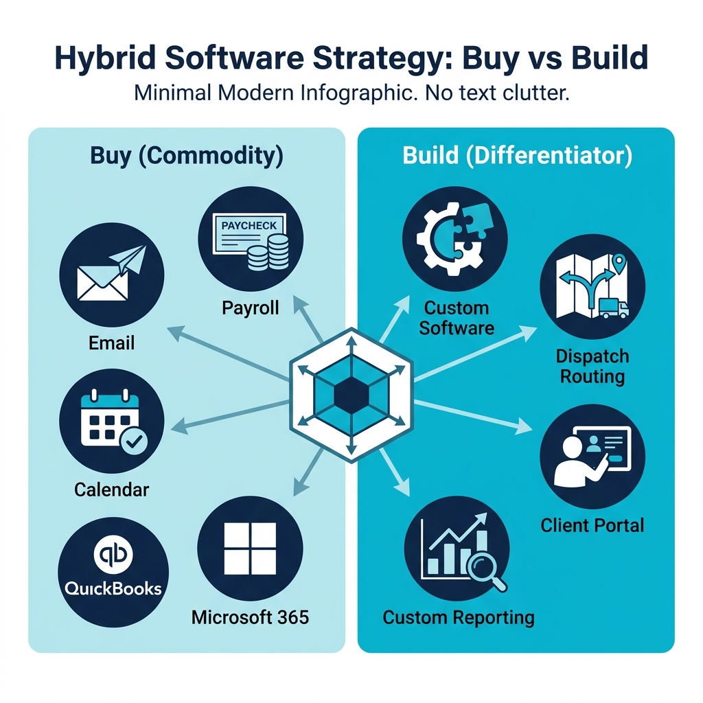 Hybrid Software Strategy: Buy vs Build Diagram